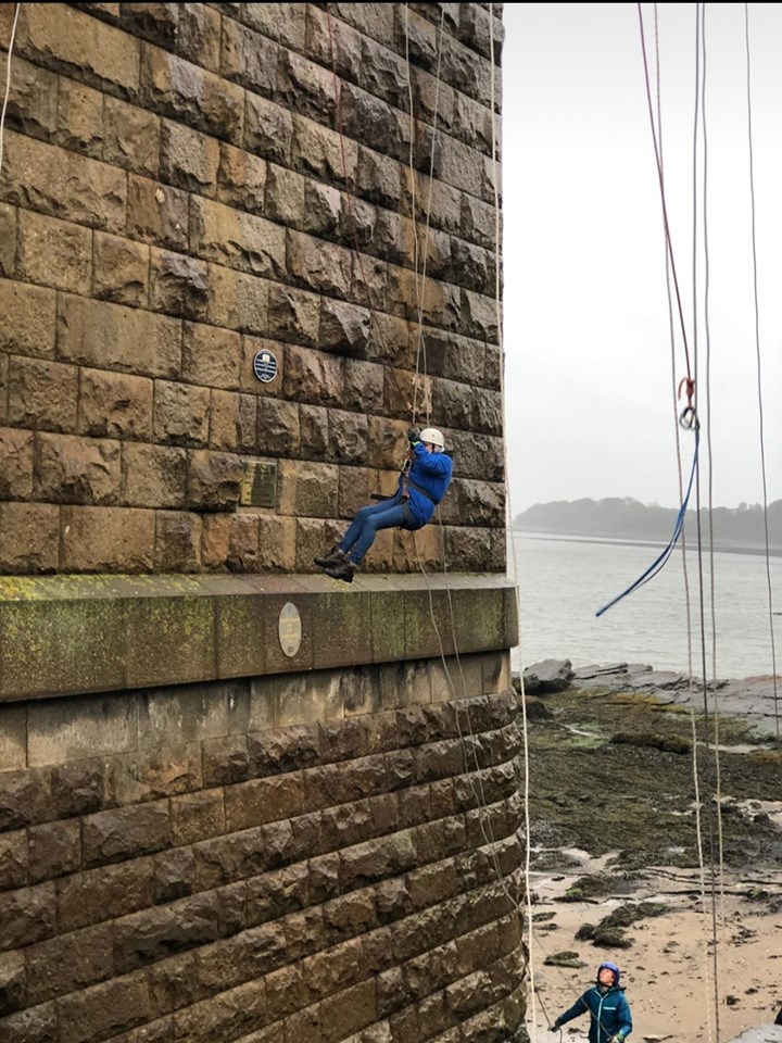 Louise Abseiling for Cats Protection